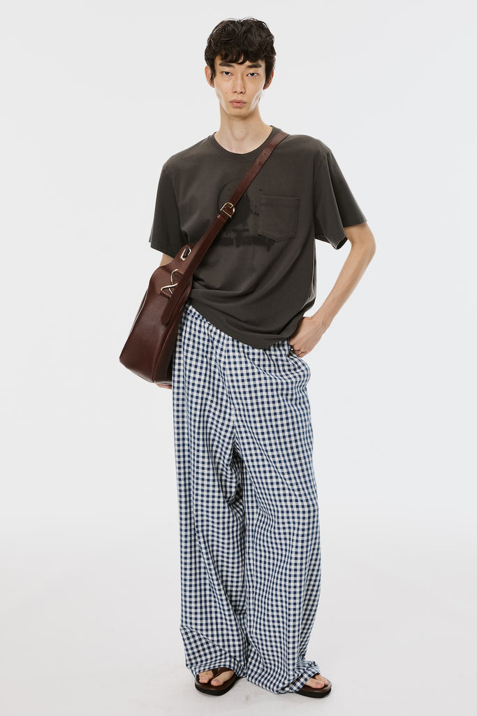 SPARKLING PLAID WIDE EASY PANTS - BLUE / M26U6PL009-MASU Official Online Store