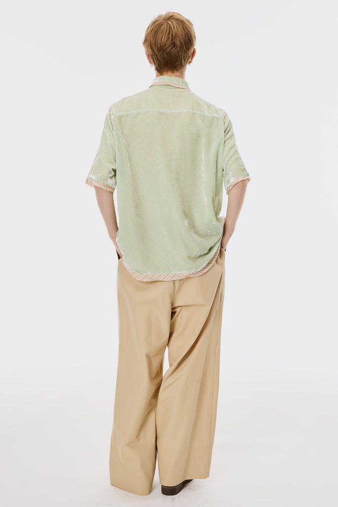 UNEVEN VELVET HALF SLEEVE SHIRT - MELON / M26U6SH001-MASU Official Online Store