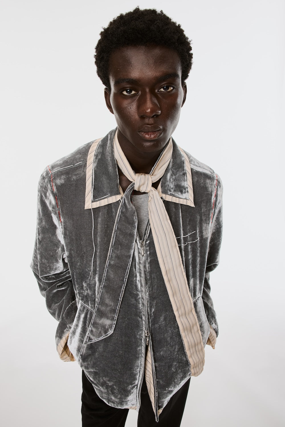 Uneven Velvet Jacket - Charcoal - MASU– MASU Official Online Store