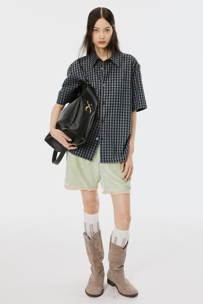 UNEVEN VELVET SHORTS - MELON / M26U6PS004-MASU Official Online Store