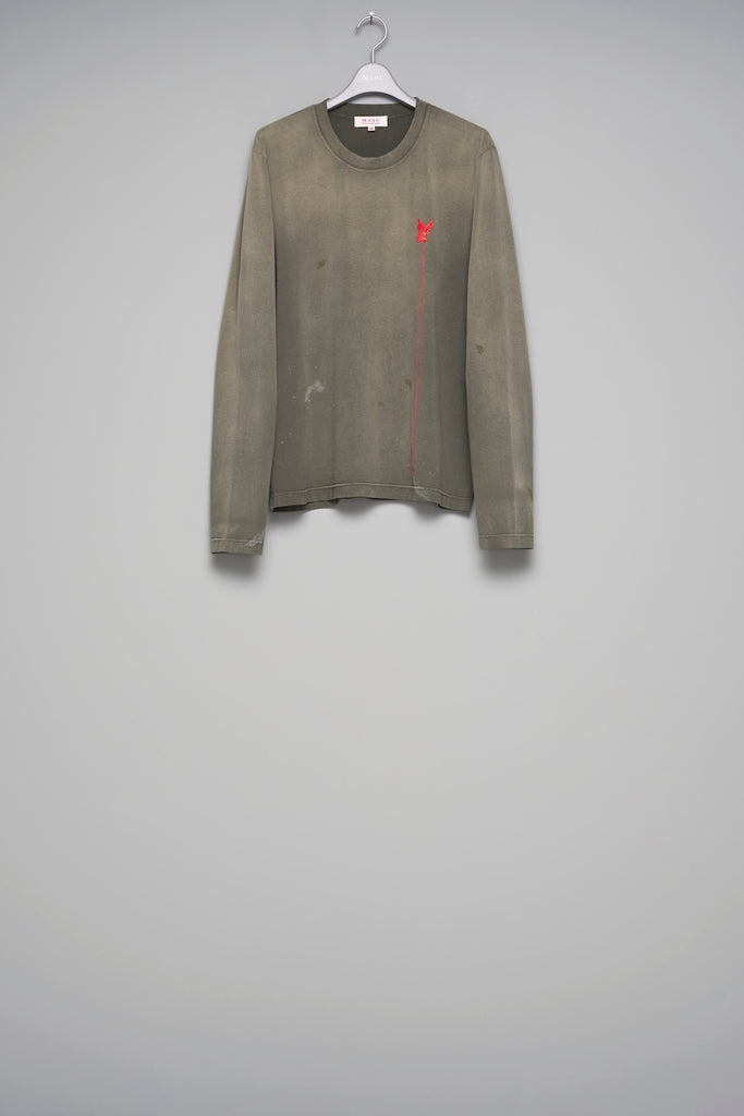 WASTED RED ANGEL LONG SLEEVE T-SHIRT - OLIVE / M26U6CS004-MASU Official Online Store