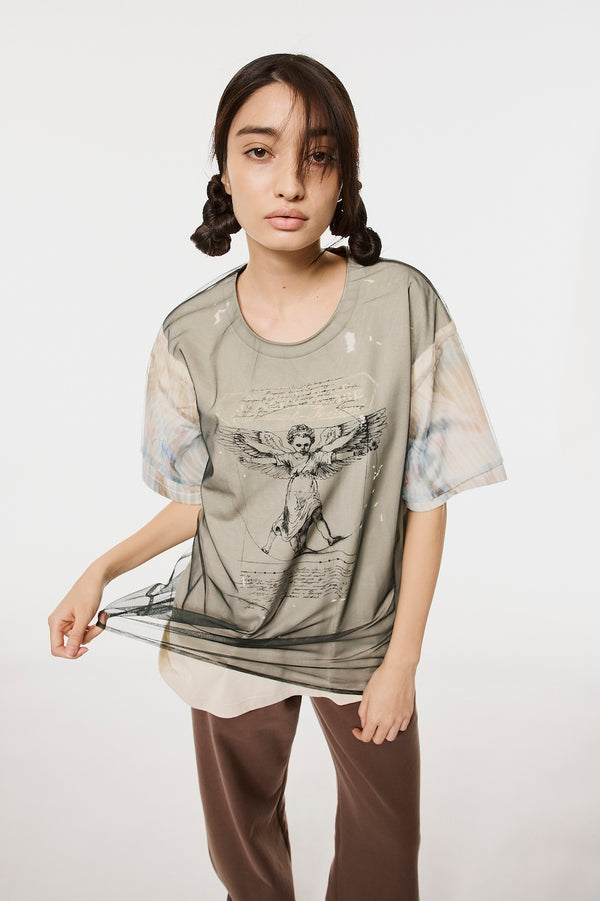ANGEL DIAGRAM LAYERED T-SHIRT - IVORY / M26H9CS004-MASU Official Online Store