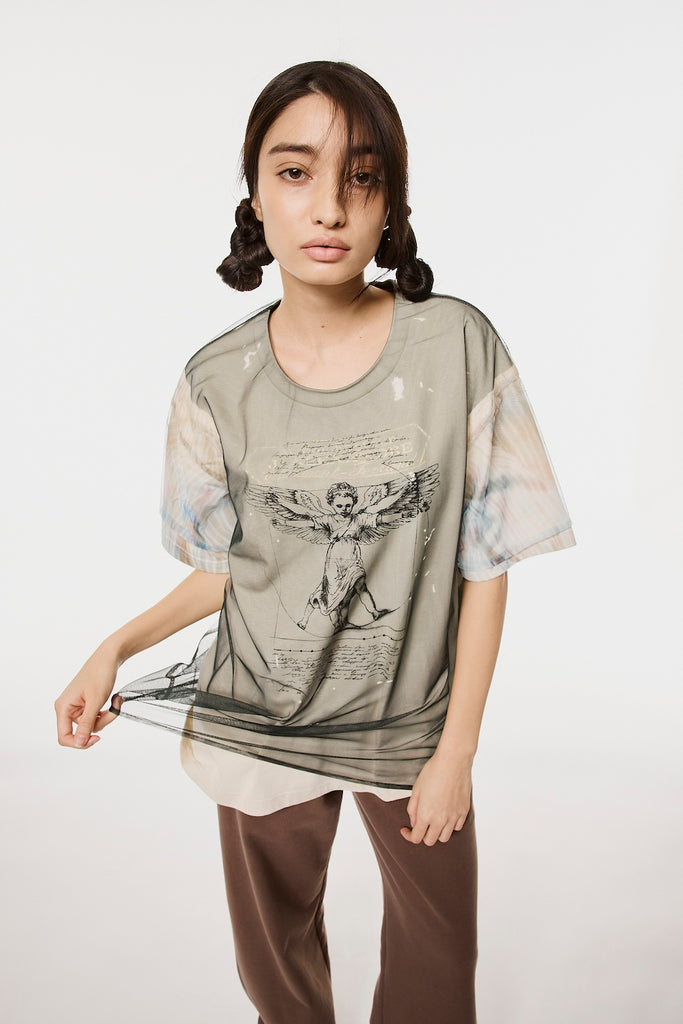 ANGEL DIAGRAM LAYERED T-SHIRT - IVORY / M26H9CS004-MASU Official Online Store