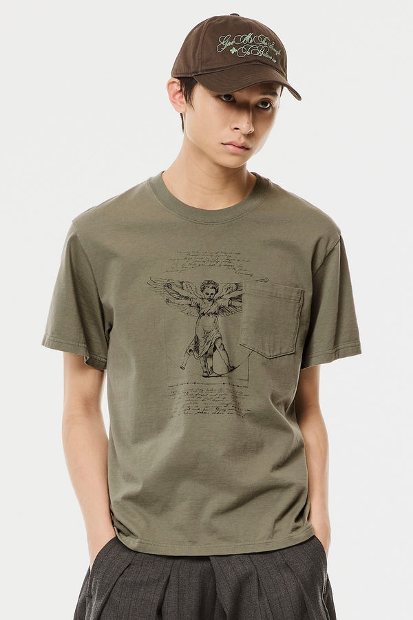 ANGEL DIAGRAM POCKET T-SHIRT - GREEN / M26H9CS001-MASU Official Online Store