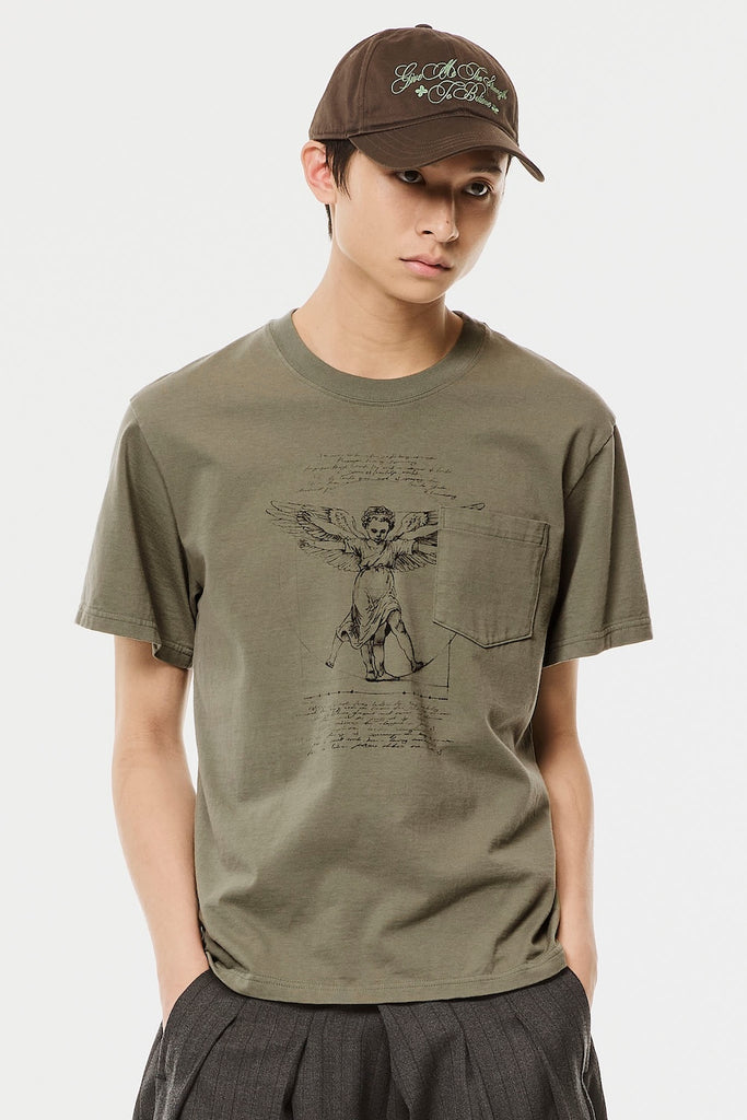 ANGEL DIAGRAM POCKET T-SHIRT - GREEN / M26H9CS001-MASU Official Online Store