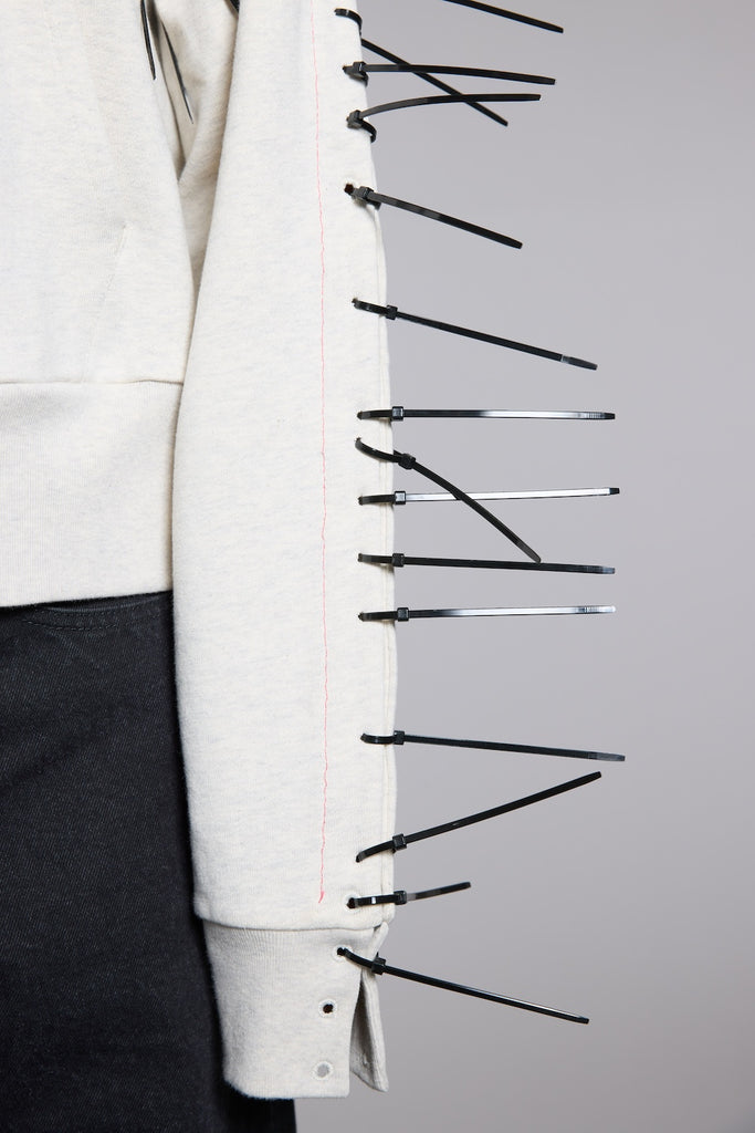 BONE NEEDLE ZIP-UP HOODIE - OATMEAL / M26B6CS001-MASU Official Online Store