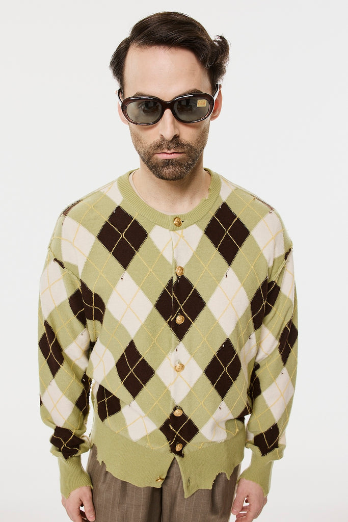 DIAMOND SCRAPED CARDIGAN - PISTACHIO / M26H9KN003-MASU Official Online Store