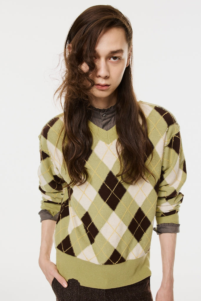 DIAMOND SCRAPED SWEATER - PISTACHIO / M26H9KN002-MASU Official Online Store