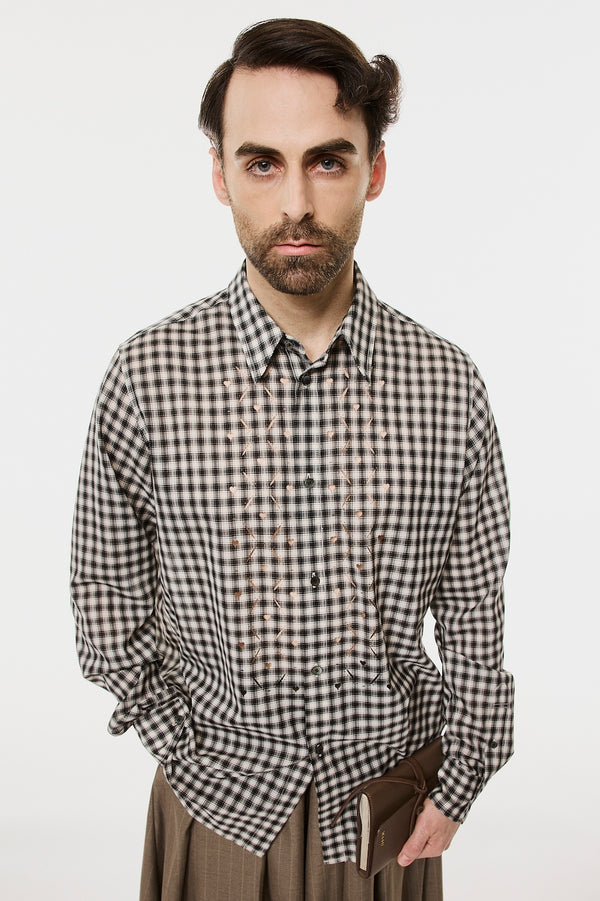 HEART HOLE PLAID SHIRT - BLACK / M26H9SL002-MASU Official Online Store