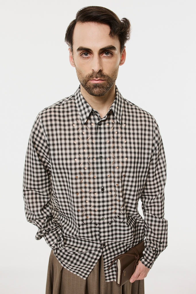 HEART HOLE PLAID SHIRT - BLACK / M26H9SL002-MASU Official Online Store