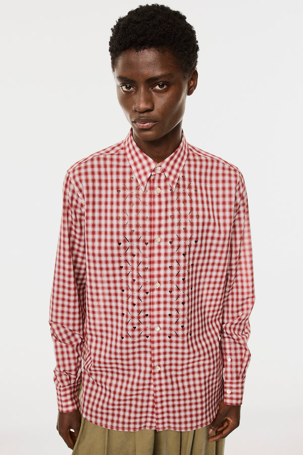 HEART HOLE PLAID SHIRT - RED / M26H9SL002-MASU Official Online Store
