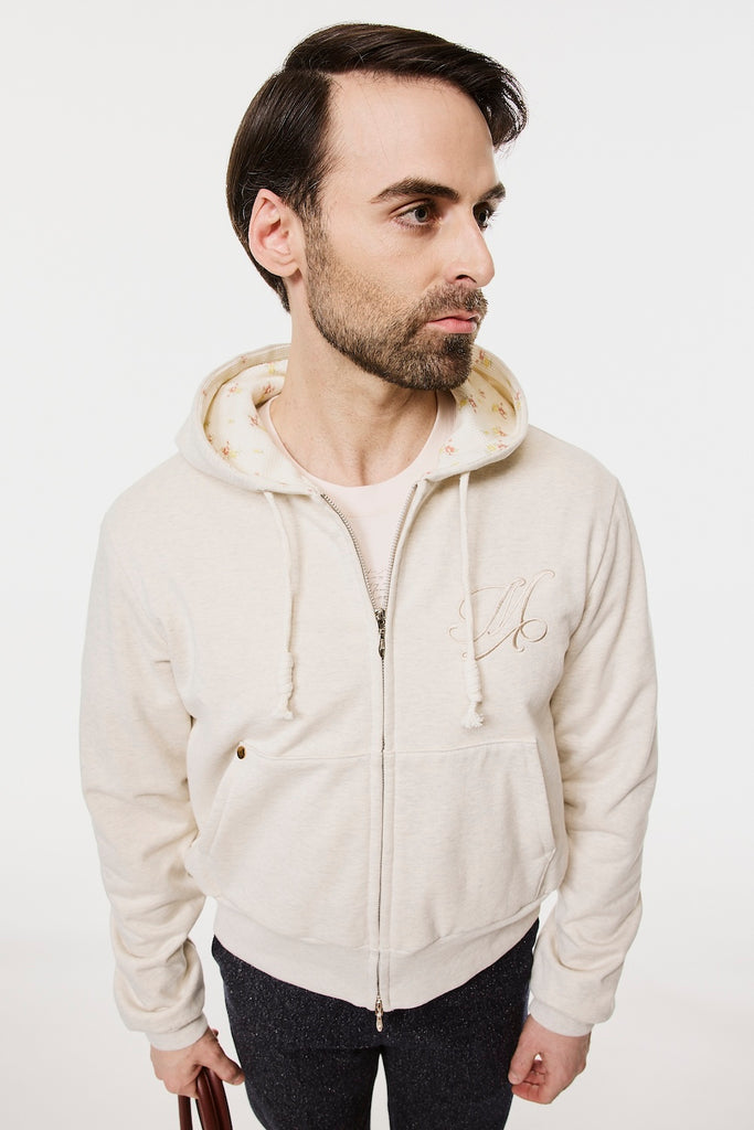 MB FLOWER ZIP-UP HOODIE - OATMEAL / B26H9CS003-MASU Official Online Store
