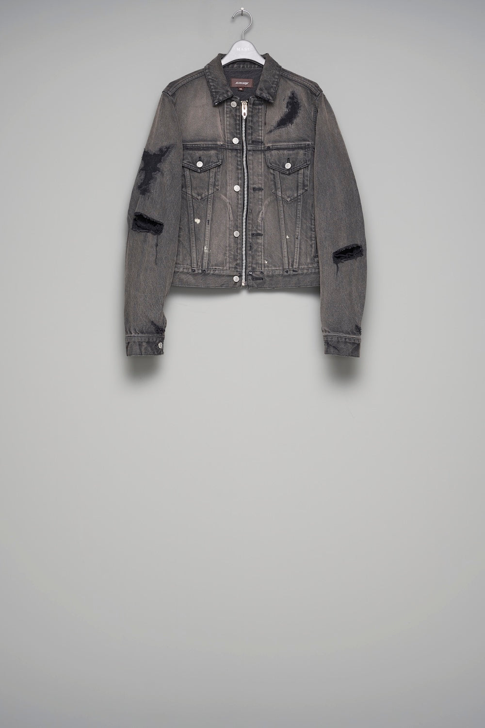 エムエーエスユー MASU  B26U6BL003 エンジェルダメージ加工ジップデニムジャケット メンズ 44 Mb Zip-Up Denim Jakcet Angel Damage - Black - MASUBOYS– MASU