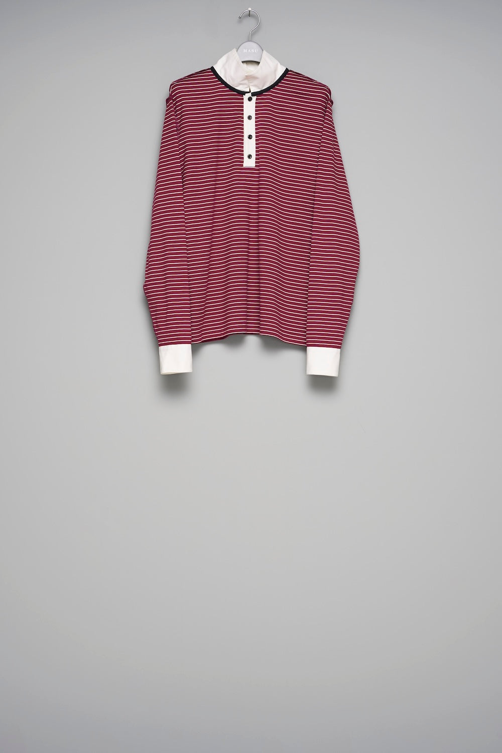 Opposite Stripe Pullover Shirt - Wine Red - MASU– MASU Official