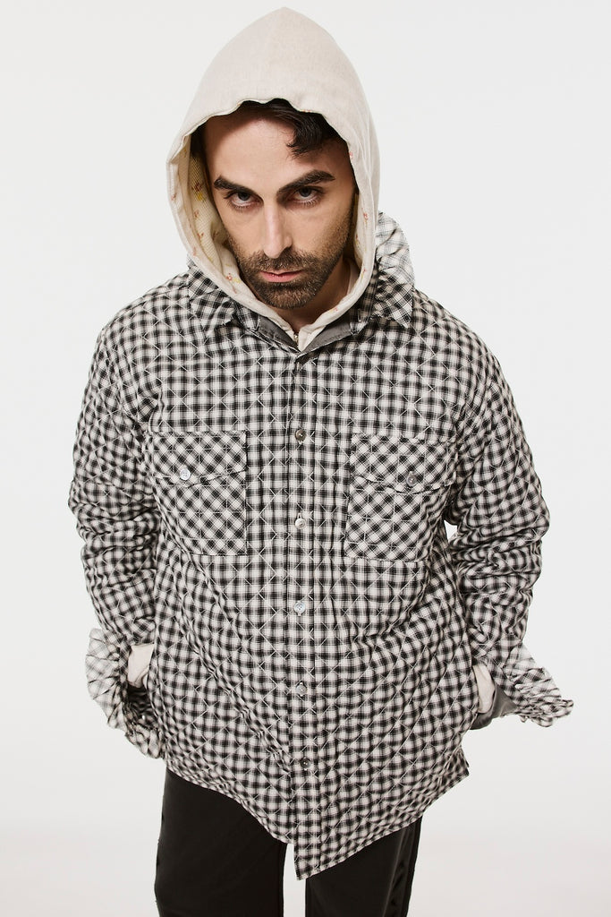 PRINCE PUFFER PLAID SHIRT - BLACK / M26H9SL004-MASU Official Online Store