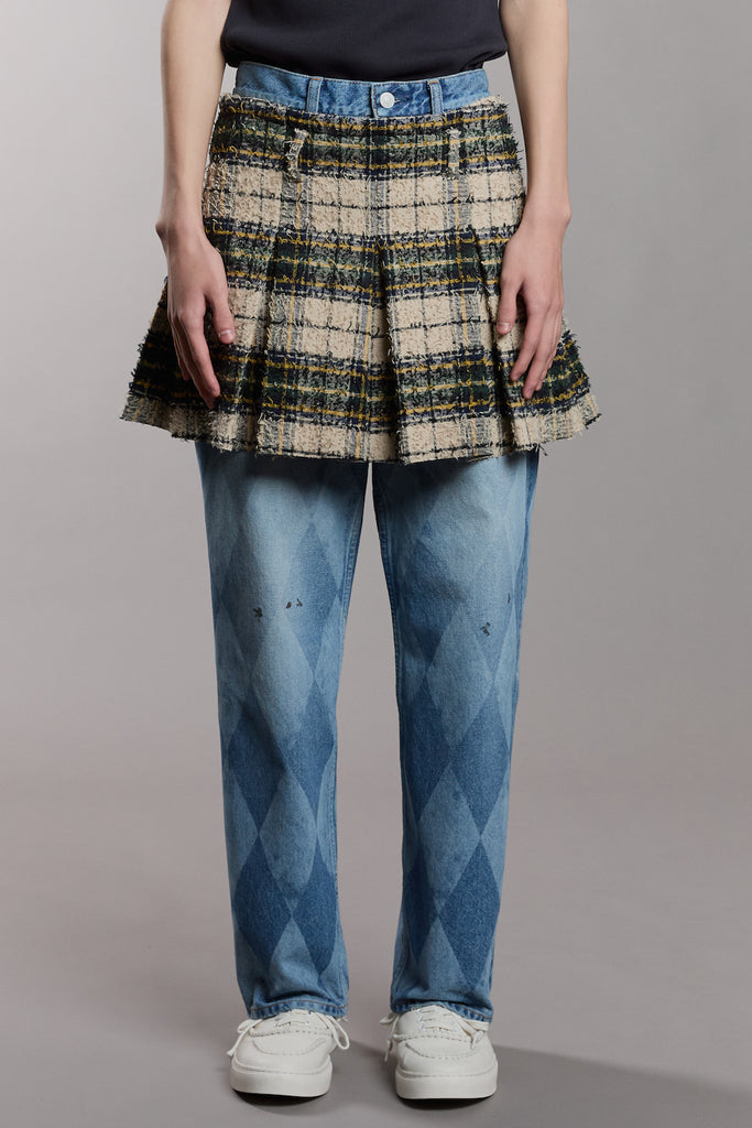 SHAGGY PLAID SKIRT - CREAM / M25F9OJ005-MASU Official Online Store