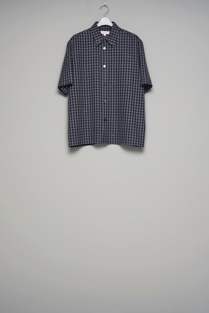 SPARKLING PLAID HALF SLEEVE SHIRT - BLACK / M26U6SH003-MASU Official Online Store