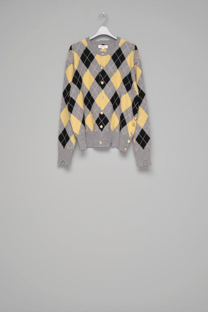 DIAMOND SCRAPED CARDIGAN - LEMON / M26H9KN003-MASU Official Online Store