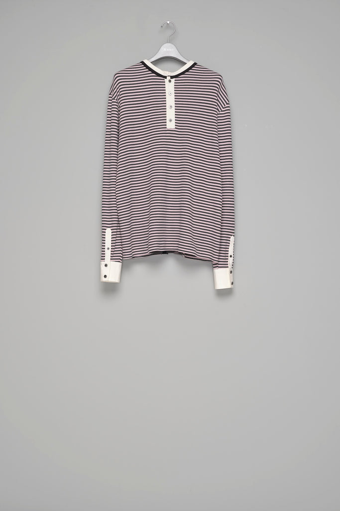 OPPOSITE WAFFLE STRIPE PULLOVER SHIRT - PINK / M26H9CS006-MASU Official Online Store