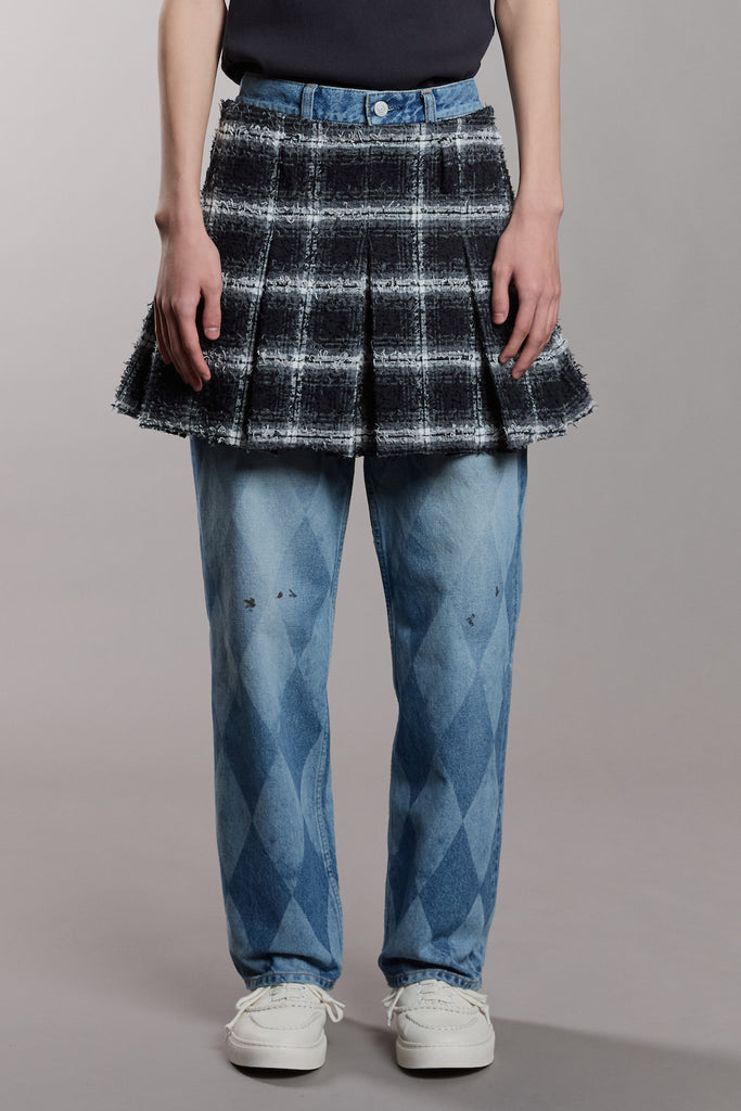 SHAGGY PLAID SKIRT - BLACK / M25F9OJ005-MASU Official Online Store