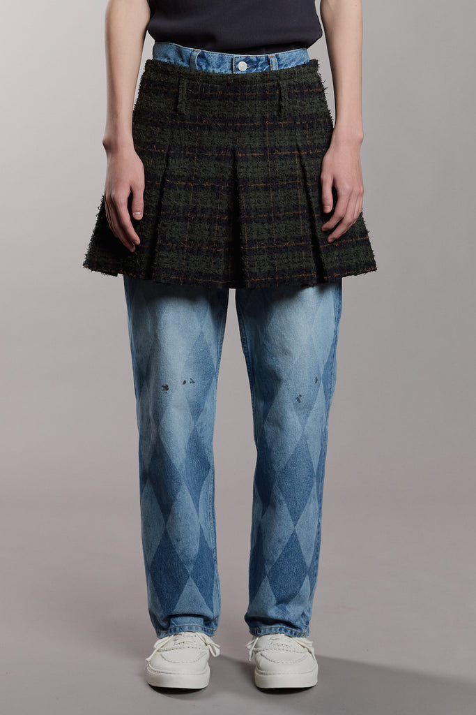 SHAGGY PLAID SKIRT - GREEN / M25F9OJ005-MASU Official Online Store