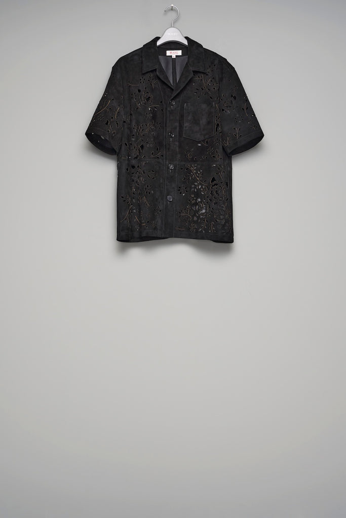 BANDANA HOLE LEATHER HALF SLEEVE SHIRT - BLACK / M26U6SH002-MASU Official Online Store