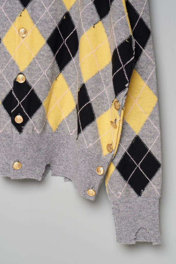 DIAMOND SCRAPED CARDIGAN - LEMON / M26H9KN003-MASU Official Online Store