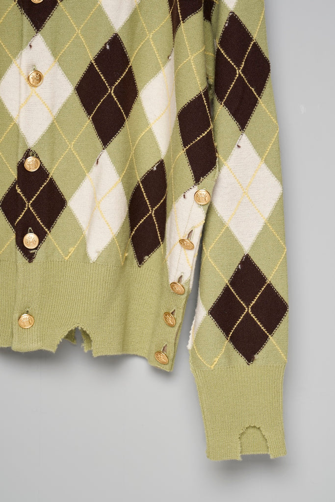 DIAMOND SCRAPED CARDIGAN - PISTACHIO / M26H9KN003-MASU Official Online Store
