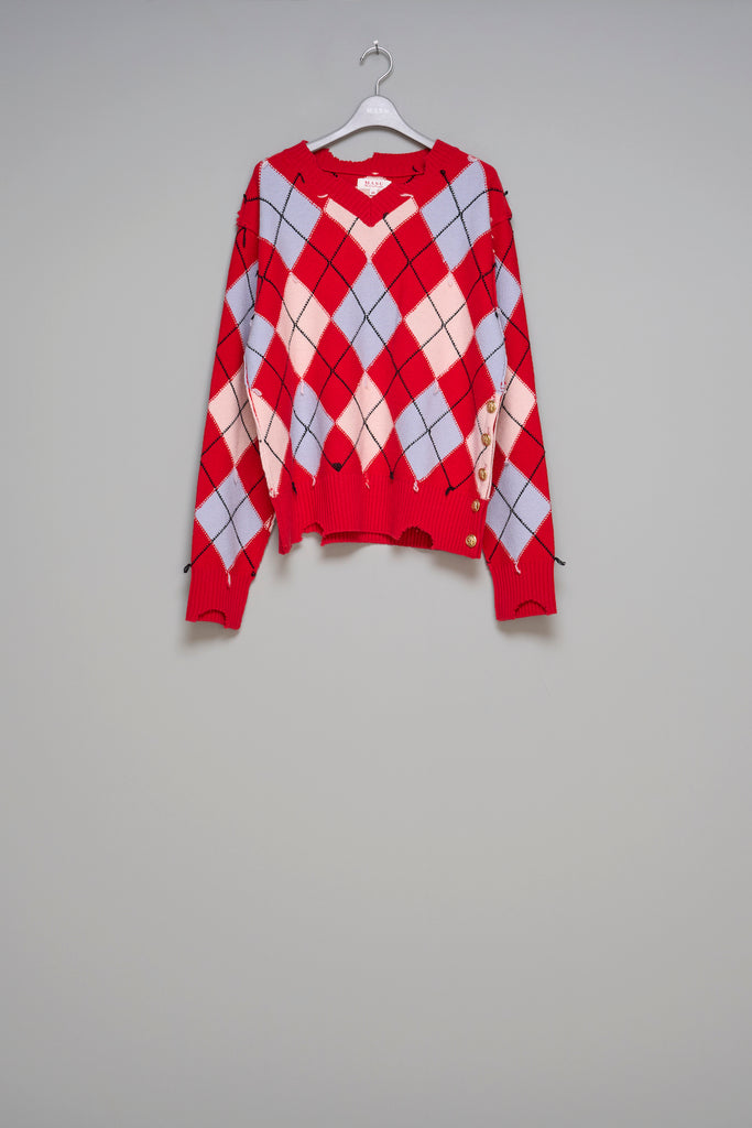 DIAMOND SCRAPED SWEATER - RED / M25F9KN001-MASU Official Online Store