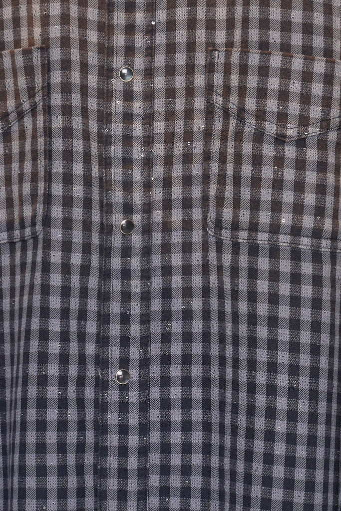 FADED SPARKLING PLAID SHIRT - BLACK / M26U6SL001-MASU Official Online Store