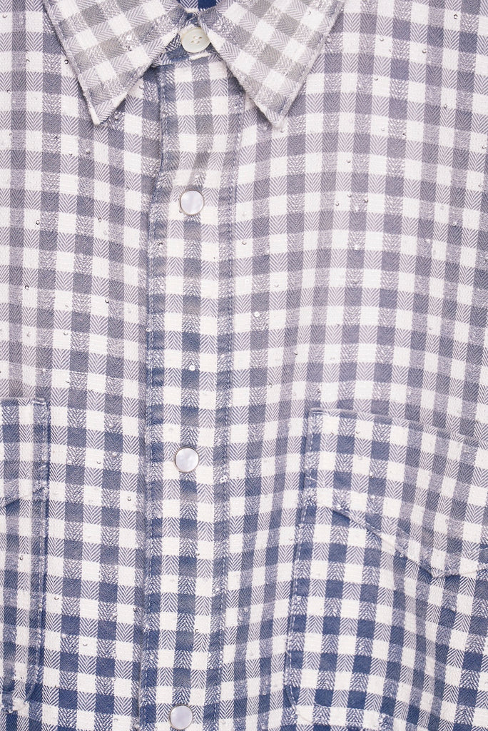 FADED SPARKLING PLAID SHIRT - BLUE / M26U6SL001-MASU Official Online Store
