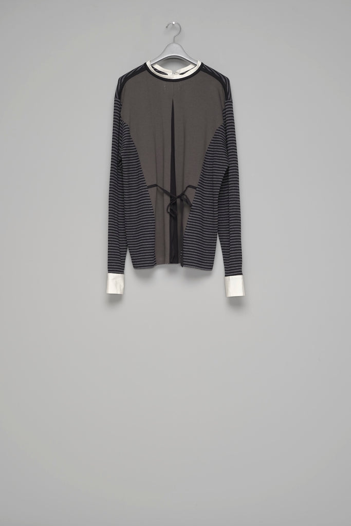 OPPOSITE WAFFLE STRIPE PULLOVER SHIRT - BLACK / M26H9CS006-MASU Official Online Store