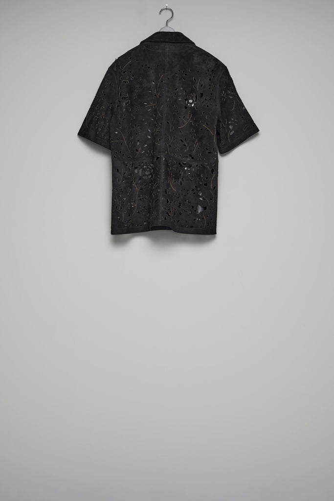BANDANA HOLE LEATHER HALF SLEEVE SHIRT - BLACK / M26U6SH002-MASU Official Online Store