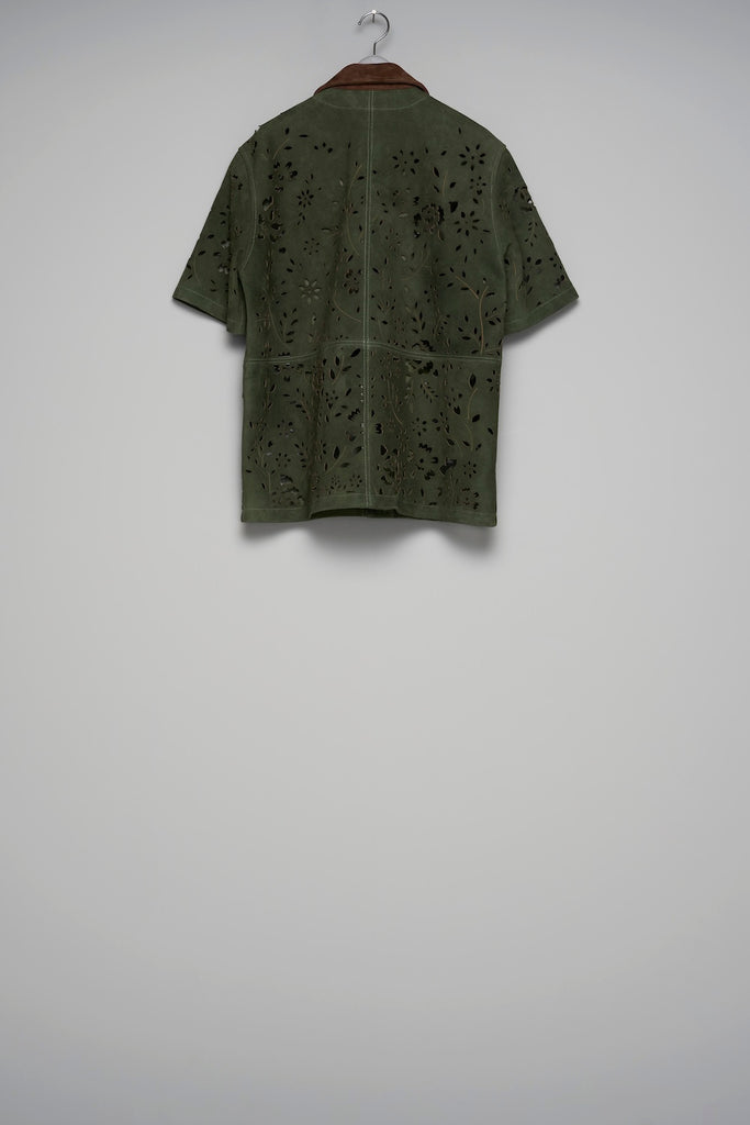 BANDANA HOLE LEATHER HALF SLEEVE SHIRT - MOSS GREEN / M26U6SH002-MASU Official Online Store