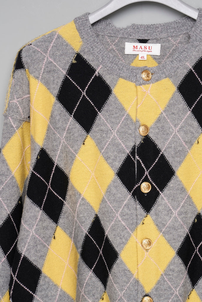 DIAMOND SCRAPED CARDIGAN - LEMON / M26H9KN003-MASU Official Online Store