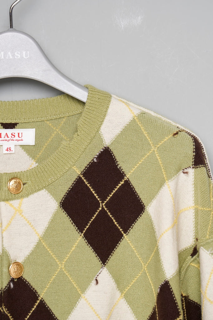 DIAMOND SCRAPED CARDIGAN - PISTACHIO / M26H9KN003-MASU Official Online Store