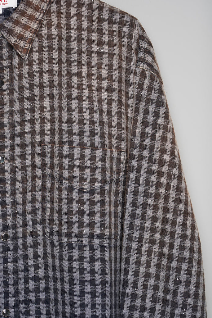 FADED SPARKLING PLAID SHIRT - BLACK / M26U6SL001-MASU Official Online Store
