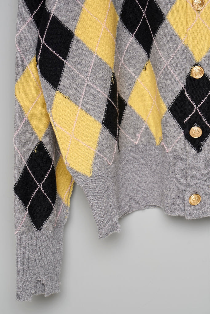 DIAMOND SCRAPED CARDIGAN - LEMON / M26H9KN003-MASU Official Online Store