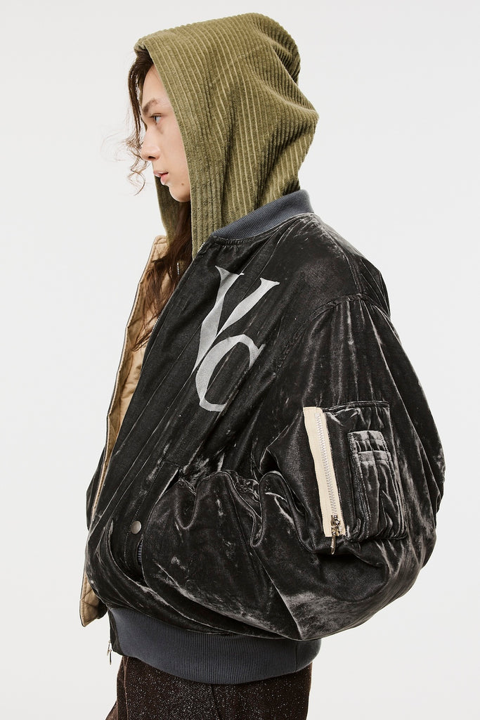 VC VELVET PUFFER BOMBER JACKET - DUSTY BLACK / M26H9BL004-MASU Official Online Store