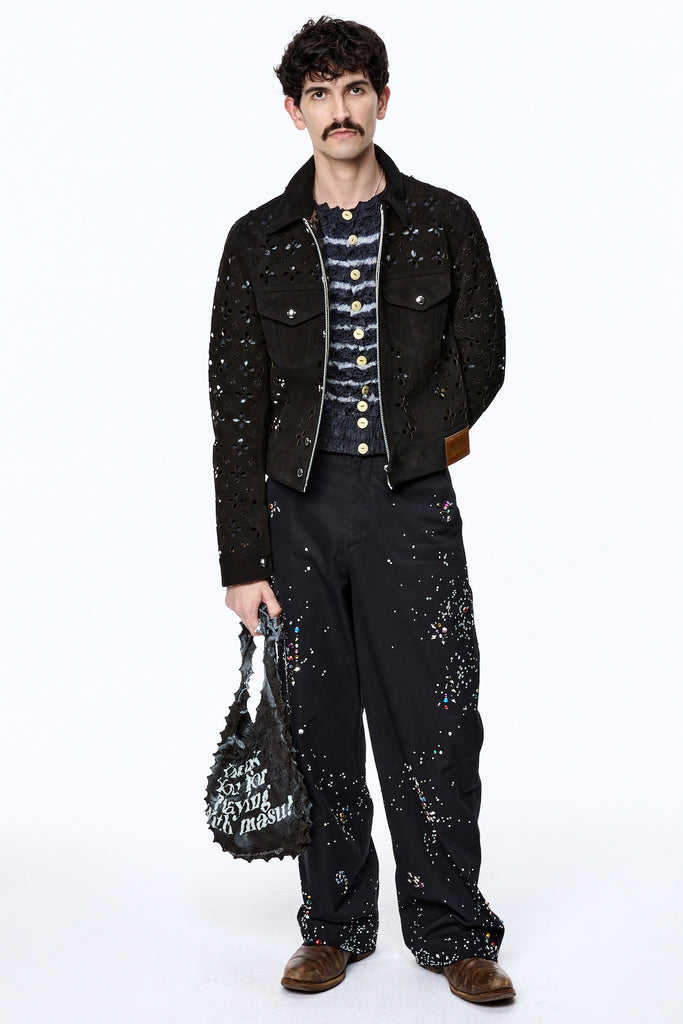 FLOWER HOLE LEATHER JACKET - BLACK / M25F9BL005-MASU Official Online Store