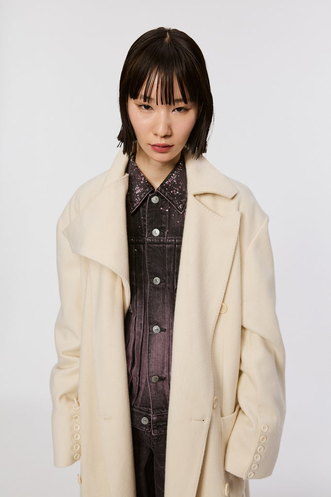 BAT COLLAR OVER COAT - WHITE / MPFW-CT0224-MASU Official Online Store