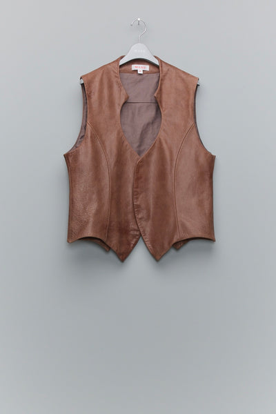 BAT LEATHER VEST - BROWN / MPFW-VT0224-MASU Official Online Store