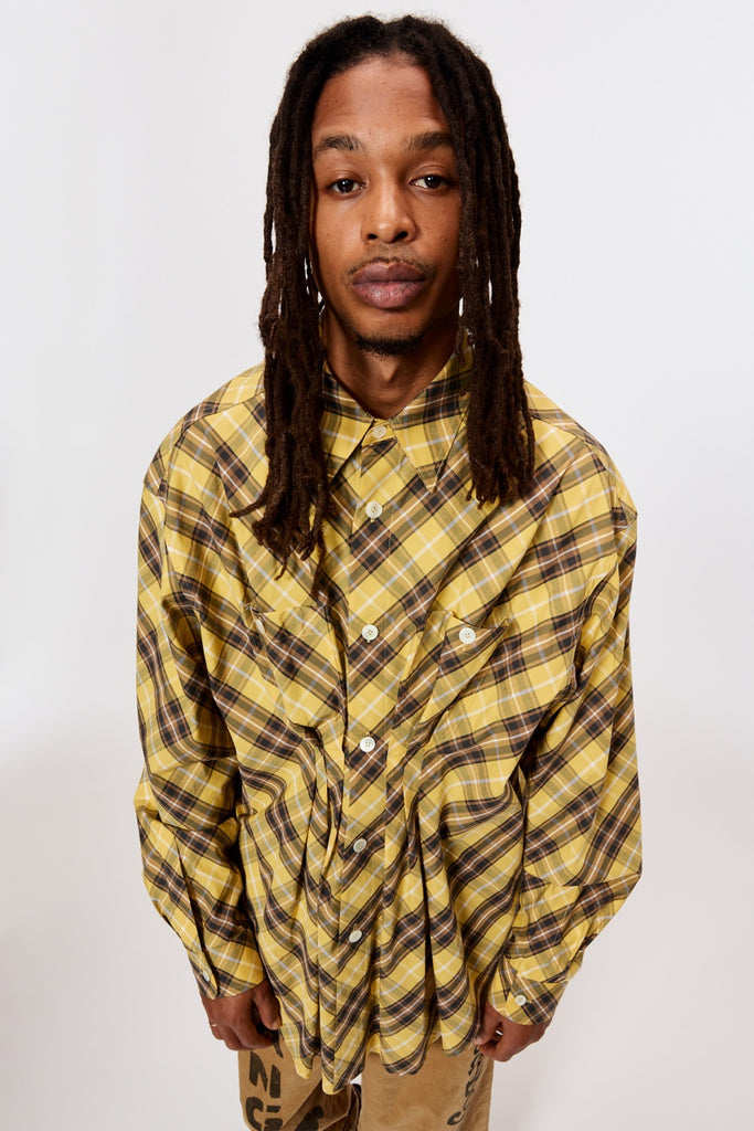 KNIGHT PLAID SHIRT - YELLOW / M25K6SH008-MASU Official Online Store