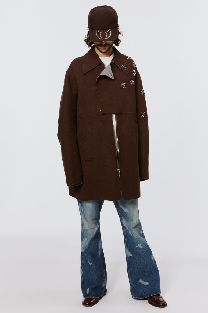 RAINDROP STUDS COAT - BROWN / MPFW-CT0124-MASU Official Online Store