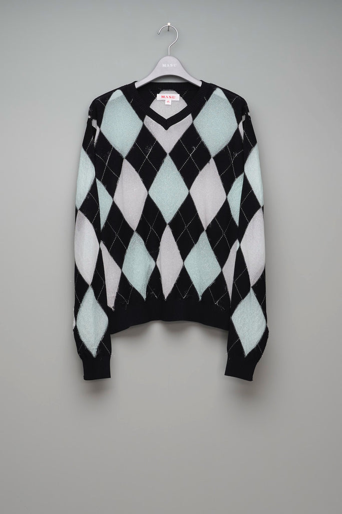 REVERSED ARGYLE SWEATER - BLACK / M25K6KN003-MASU Official Online Store