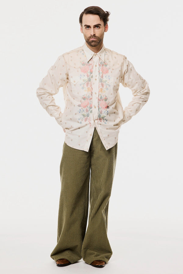 CORDUROY WIDE TROUSERS - MOSS GREEN / M26H9PL009-MASU Official Online Store