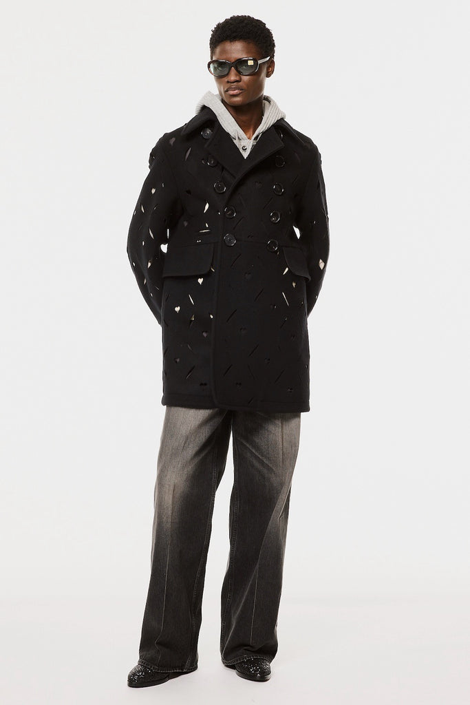 HEART HOLE PEA COAT - BLACK / M26H9CT001-MASU Official Online Store
