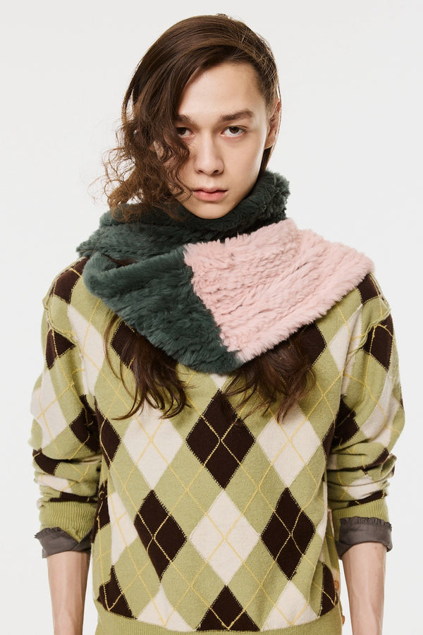 RABBIT FUR SCARF - GREEN X PINK / M26H9OJ004-MASU Official Online Store
