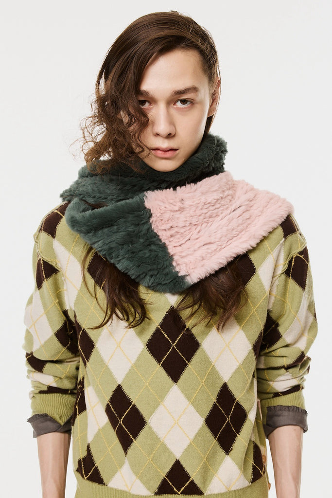 RABBIT FUR SCARF - GREEN X PINK / M26H9OJ004-MASU Official Online Store