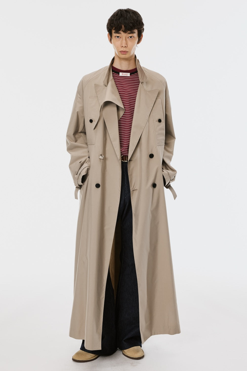 Wrap Collar Trench Coat - Sand Olive - MASU– MASU Official Online